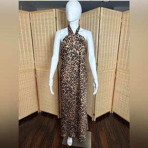 Petal and Pup Leopard Halter Maxi Dress Size 8